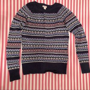 Navy/Blue/Pink/Yellow faire isle sweater M